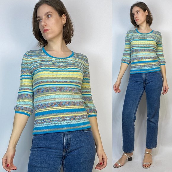 Vintage 90s MISSONI Style Space Dye Top! Small - Picture 1 of 6